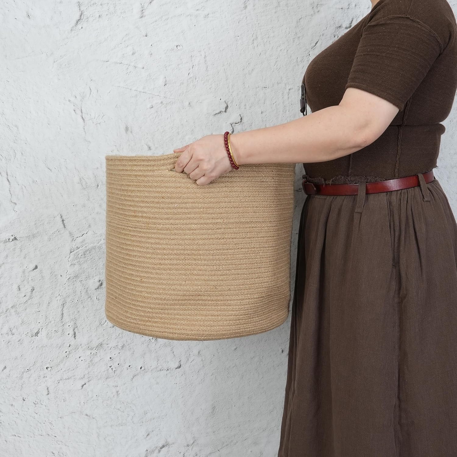 Rope Basket For Girls Boys Kids " Baby Laundry Baskets Nursery Bin Round Woven / Jute / 16 x 14
