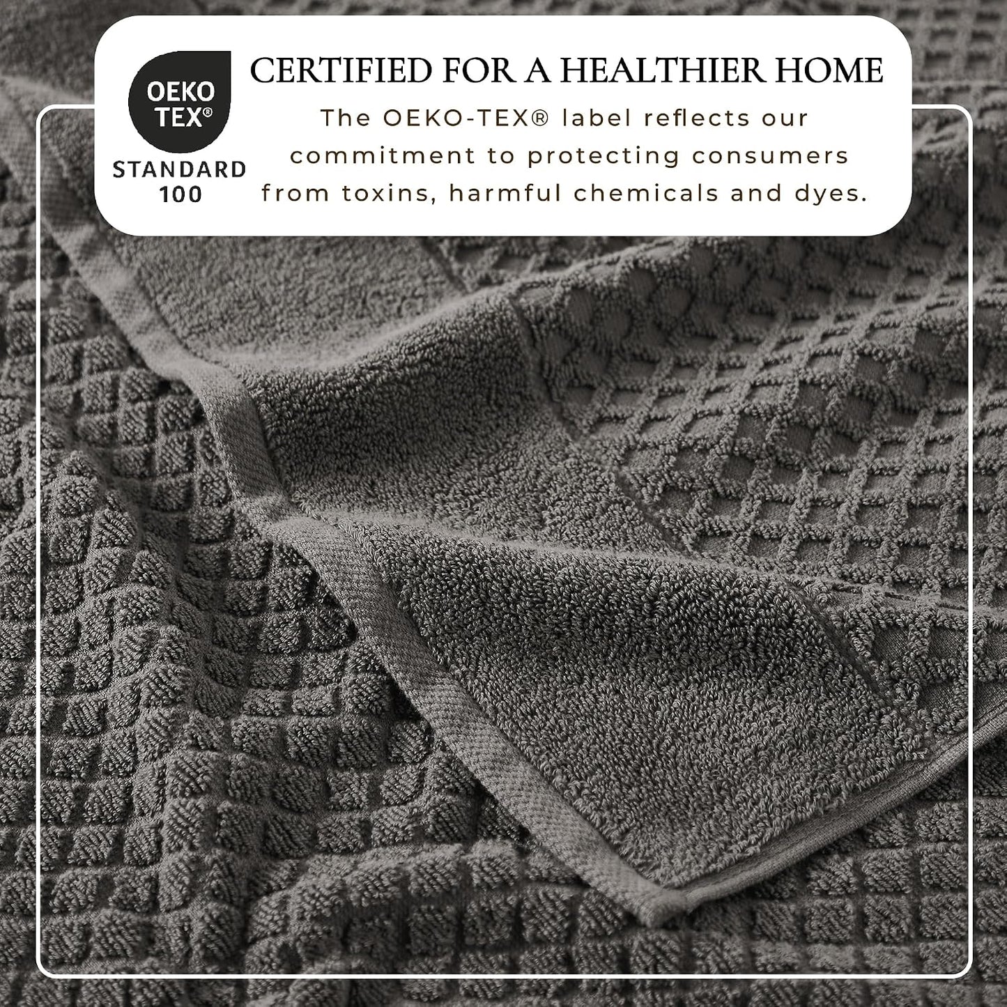 Great Bay Home Bath Towels - 100% Cotton 6 Piece Towel Set - Diamond Waffle Weave - Absorbent, Durable, Quick-Dry