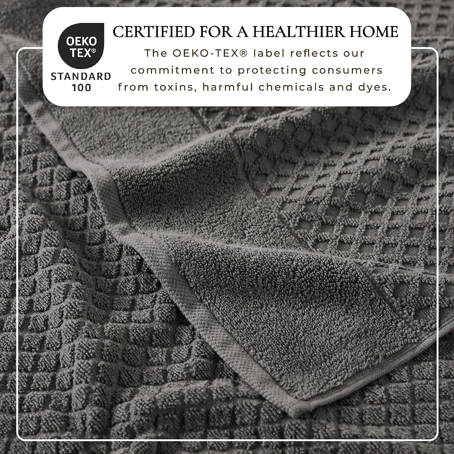Great Bay Home Bath Towels - 100% Cotton 6 Piece Towel Set - Diamond Waffle Weave - Absorbent, Durable, Quick-Dry