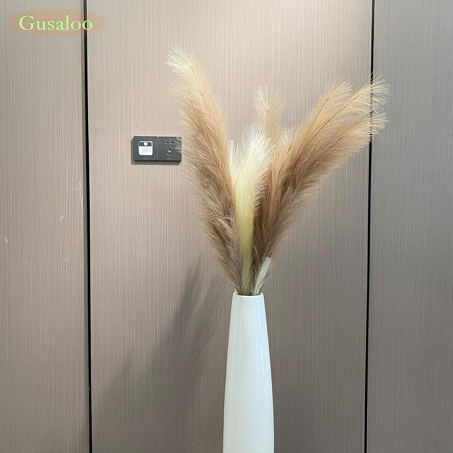Artificial Faux Pampas Grass Large / Lightbrown / 120cm / / Set of 3