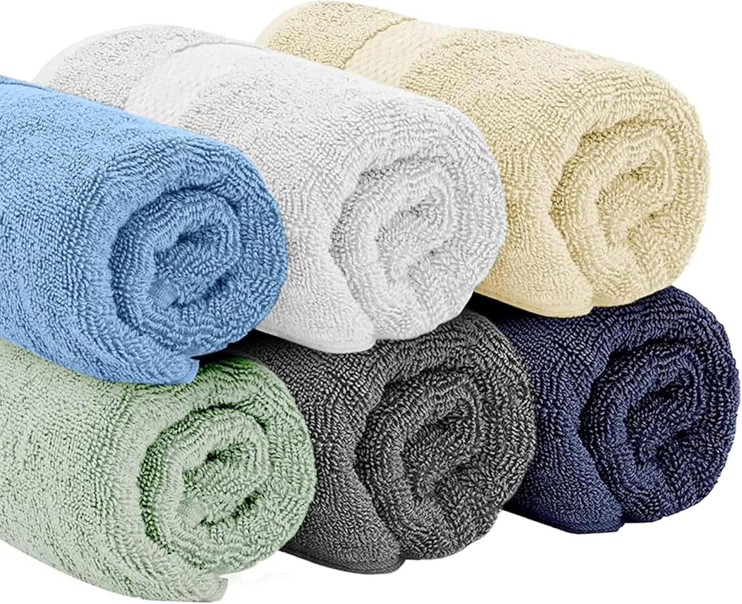 White Classic Luxury Multicolor Hand Towels - Soft 100% Turkish Cotton | Highly Absorbent Hotel spa Bathroom Towel
