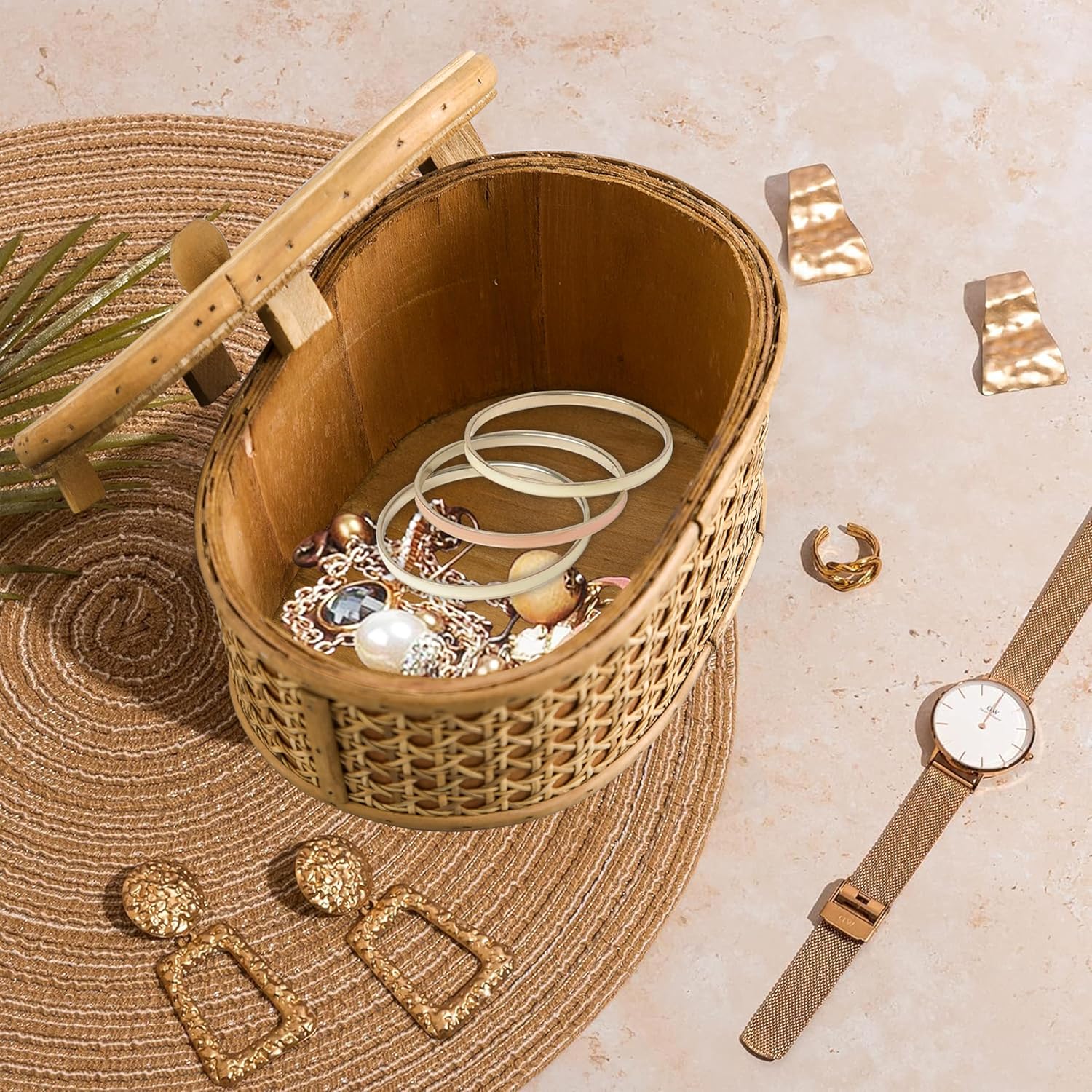 Hand-Woven Display Boxes for Organizing Jewelry / Classic Brown