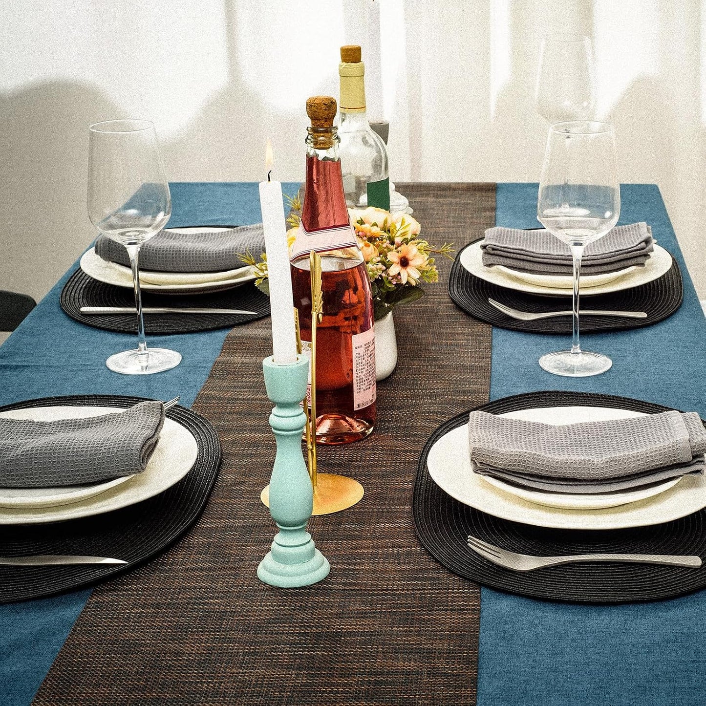 AHHFSMEI Placemats Set of 8 for Dining Table Washable Woven Non-Slip 18x12 inches Placemat Heat-Resistant Durable Table