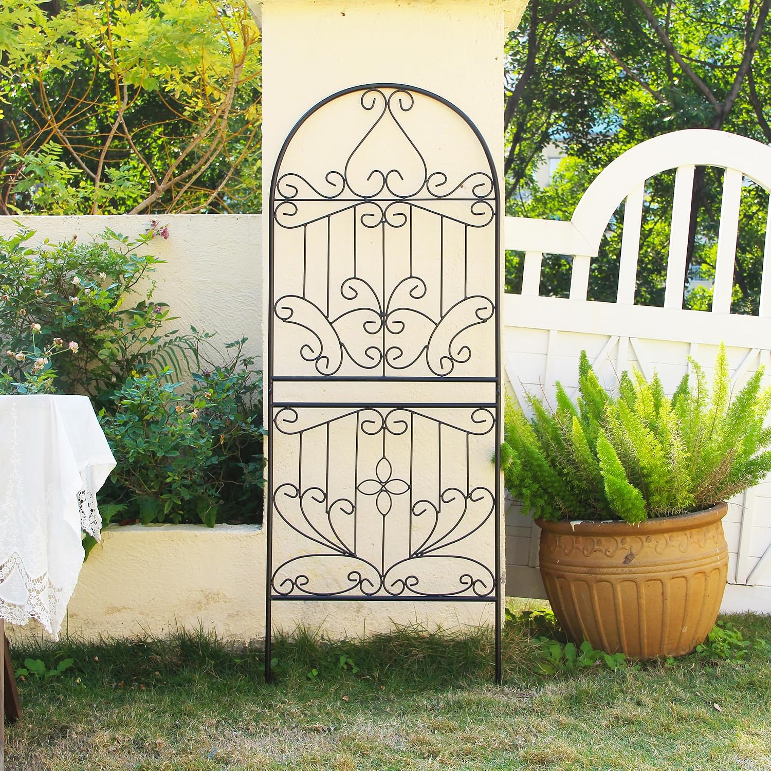 Trellis for Climbing Plants 59" H x 22" W Metal Unique Design Decorative Garden Structure Weather-Resistant Lattice