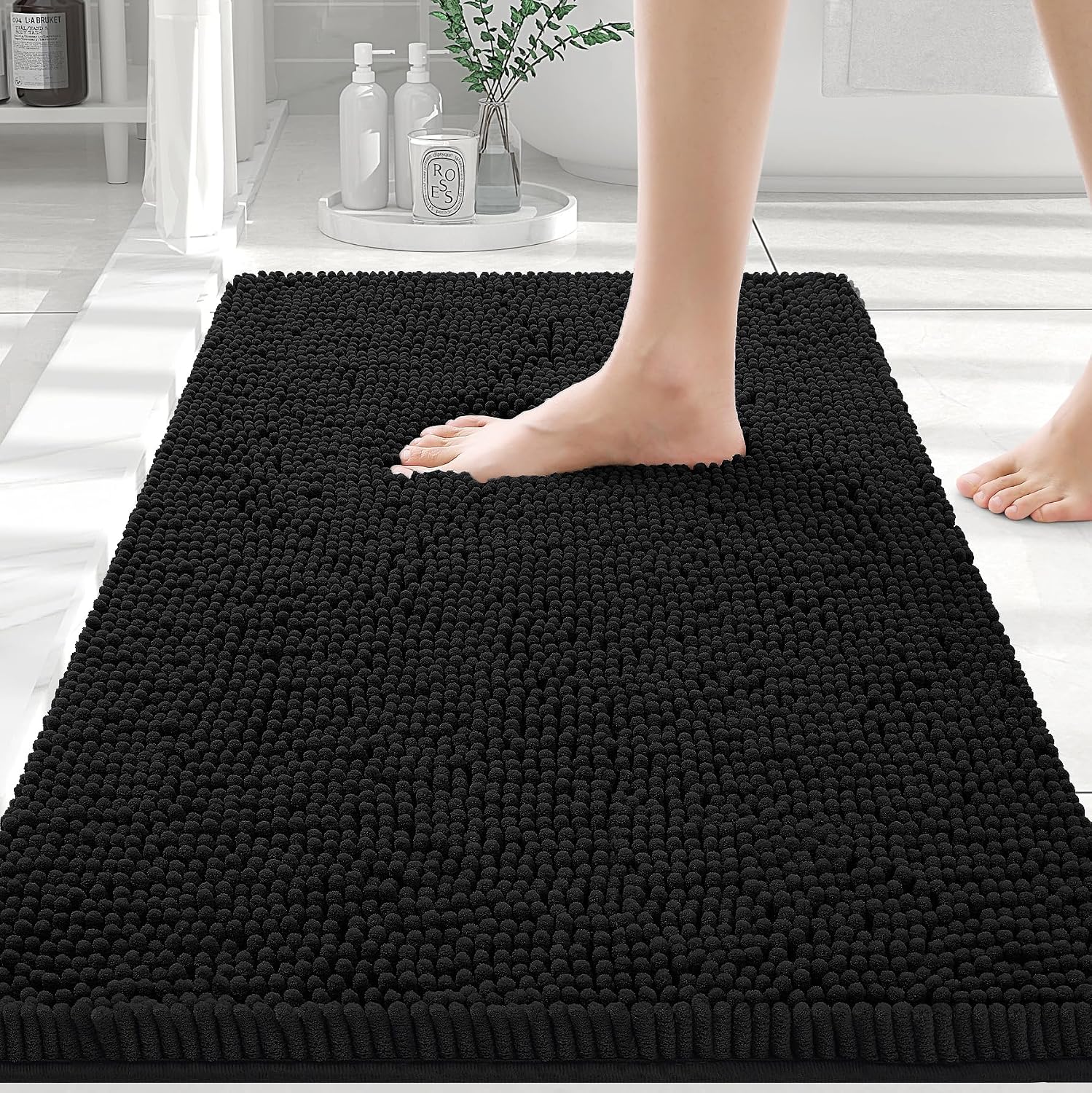 OLANLY Large Bathroom Rugs 47x32, Extra Soft Absorbent Chenille Bath Rugs