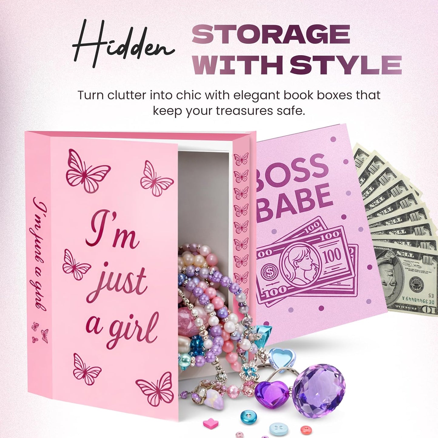Storage- Faux Book Boxes for Glam Room / Set of 3
