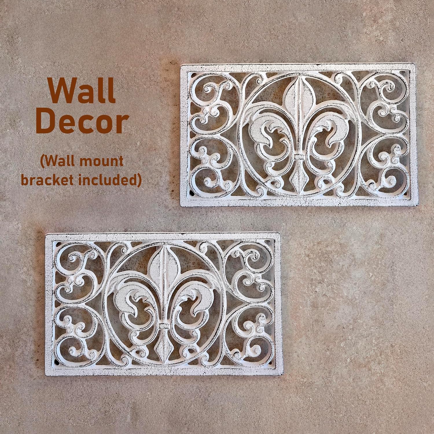 Lulu Decor, Cast Iron 10" x 6" Rectangle Fleur de lis Trivet Set of 2 pcs, for Hot Dishes or Pots - Durable Kitchen Mat