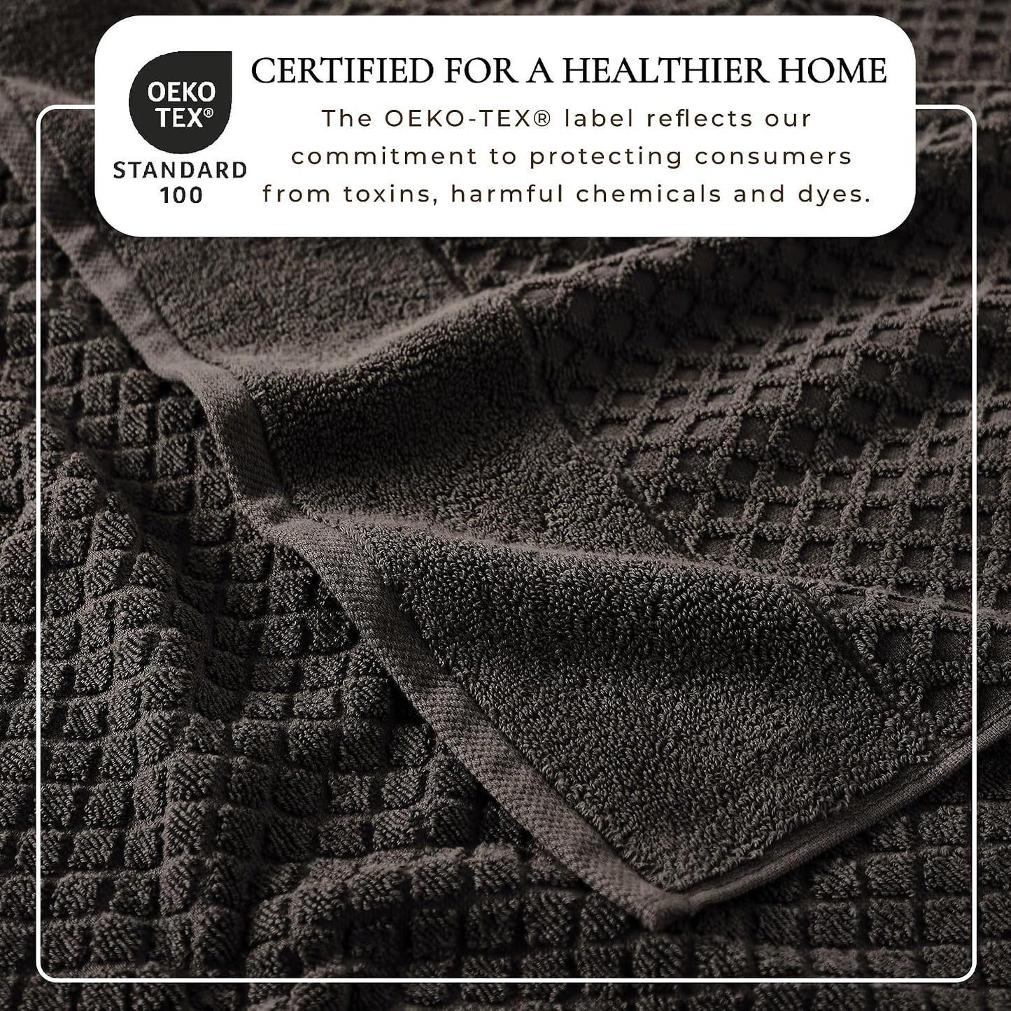 Great Bay Home Bath Towels - 100% Cotton 6 Piece Towel Set - Diamond Waffle Weave - Absorbent, Durable, Quick-Dry