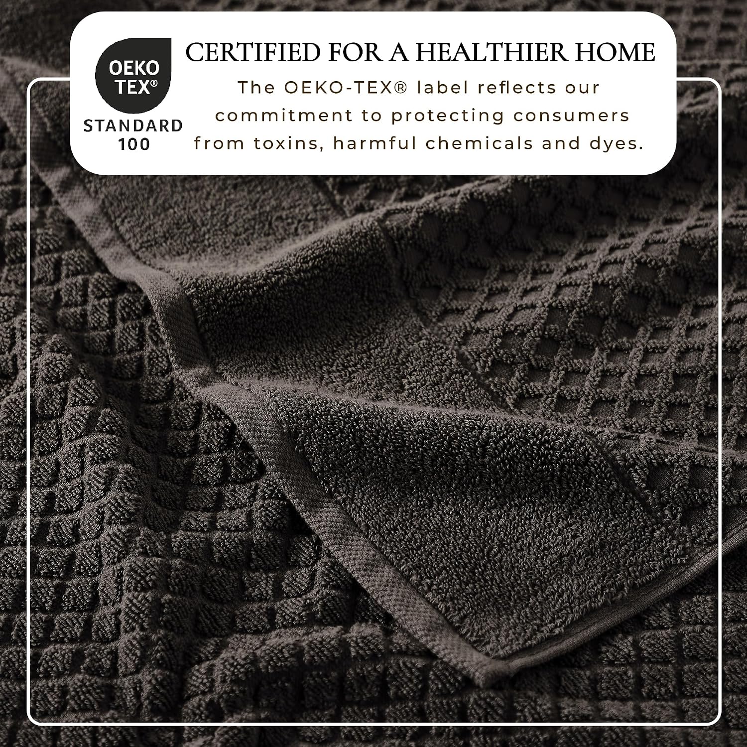 Great Bay Home Bath Towels - 100% Cotton 6 Piece Towel Set - Diamond Waffle Weave - Absorbent, Durable, Quick-Dry