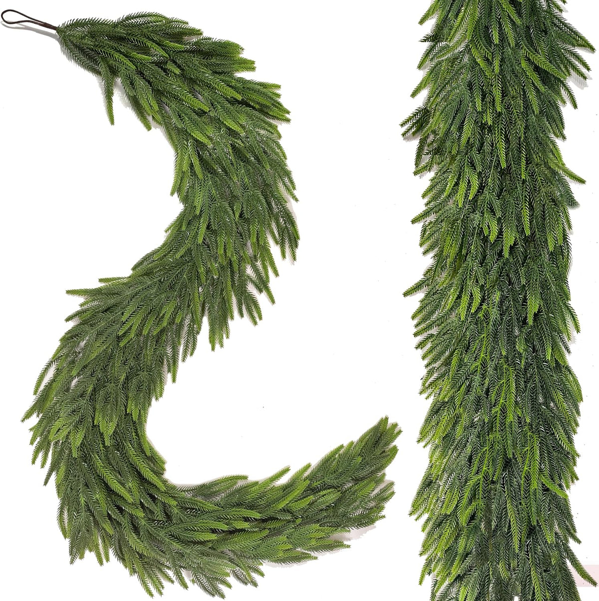 15FTx1 Extra Full Christmas Garland Real Touch Norfolk Pine Garland Christmas Decorations Realistic Greenery Garlands