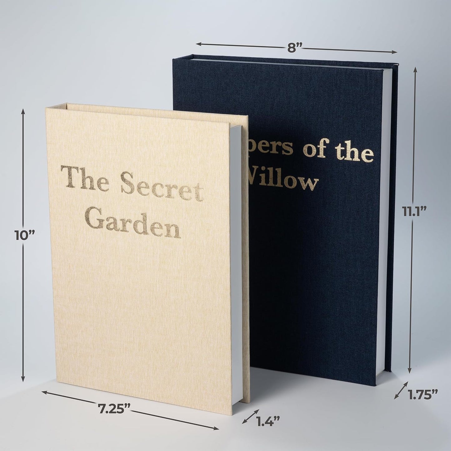 Decorative Linen Storage Books / Blue & Beige / Set of 2
