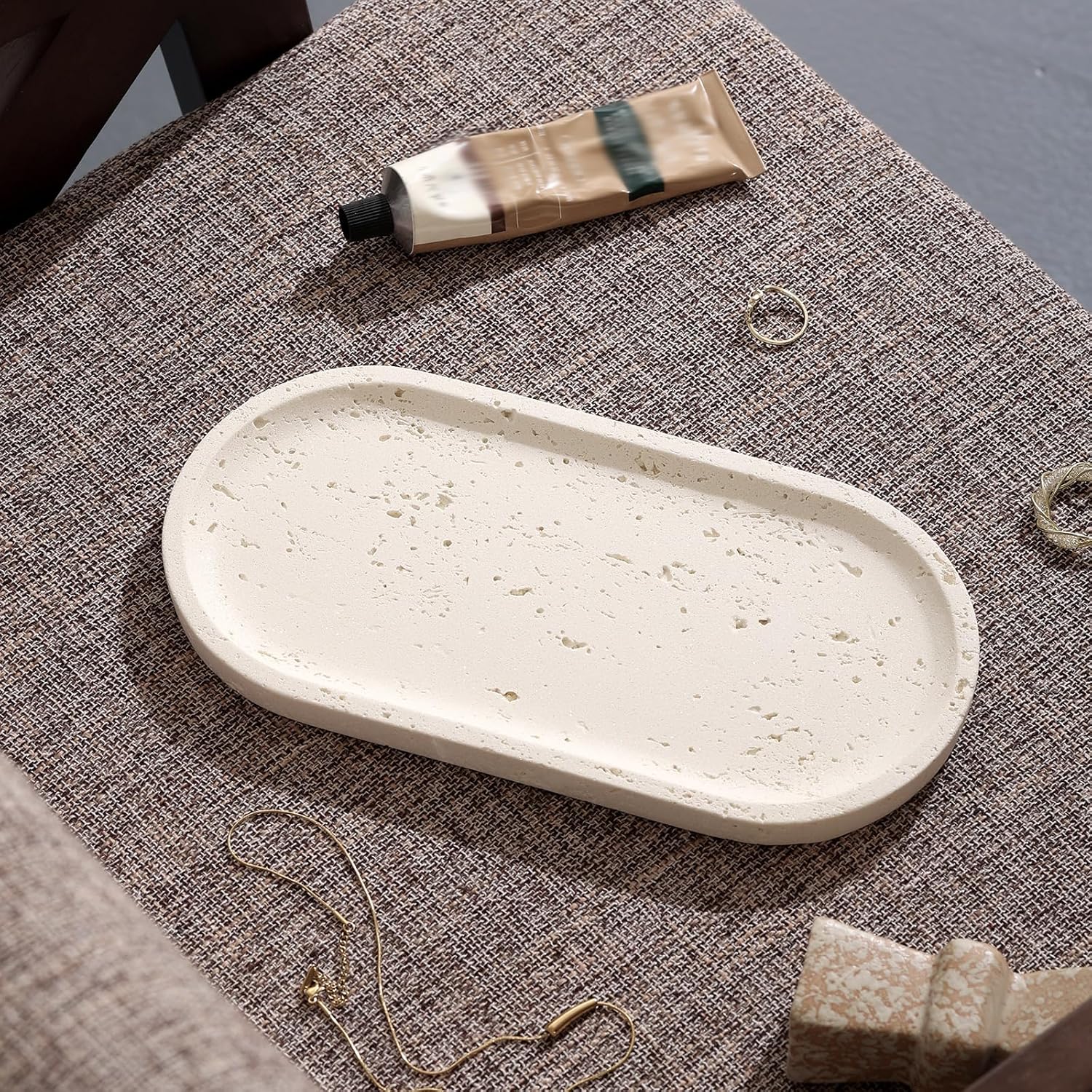 Jewelry Tray Bathtub / Off White / 10.8 x 5.4 x 0.8 / Oval