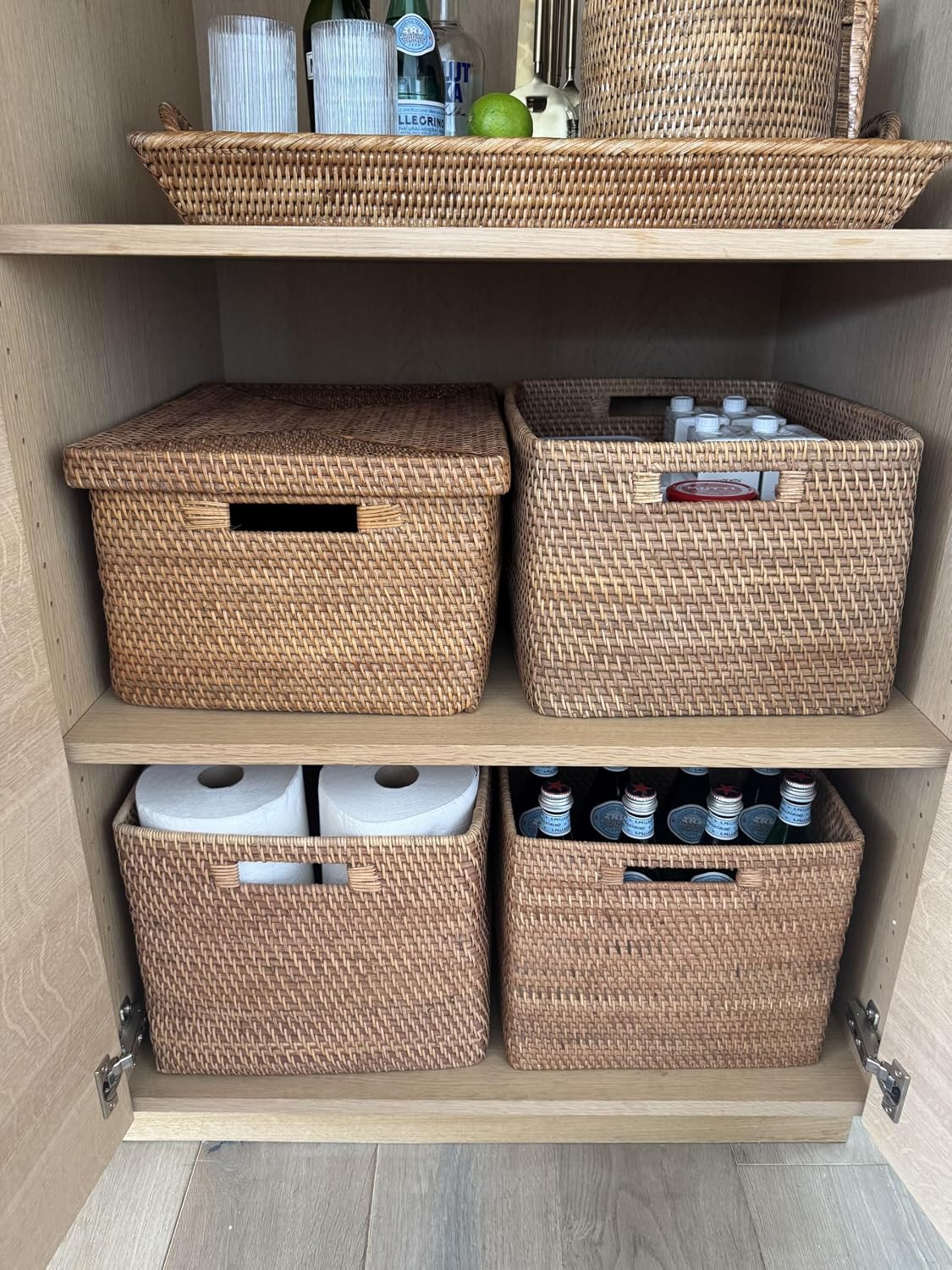 Rattan Storage Box and Decorative Basket / Honey-brown / 18.5 Inch