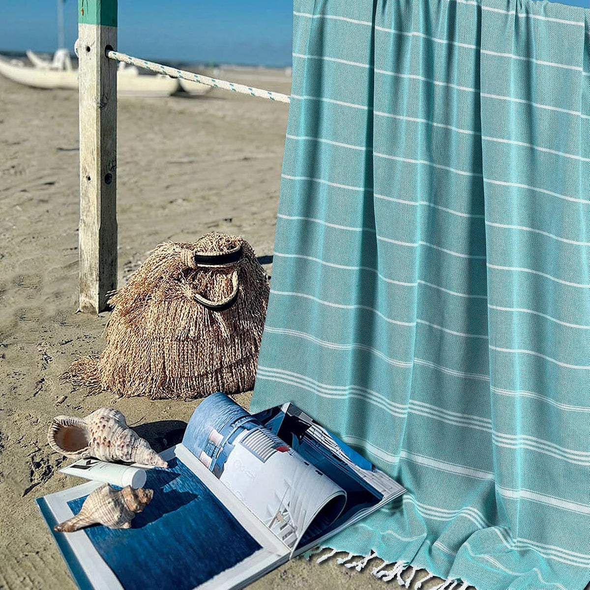 6 Pack Turkish Beach Towel, Oversized 39"x71"Quick Dry Sand Free Cotton Striped Bulk Towel Vacation Essentials Pool