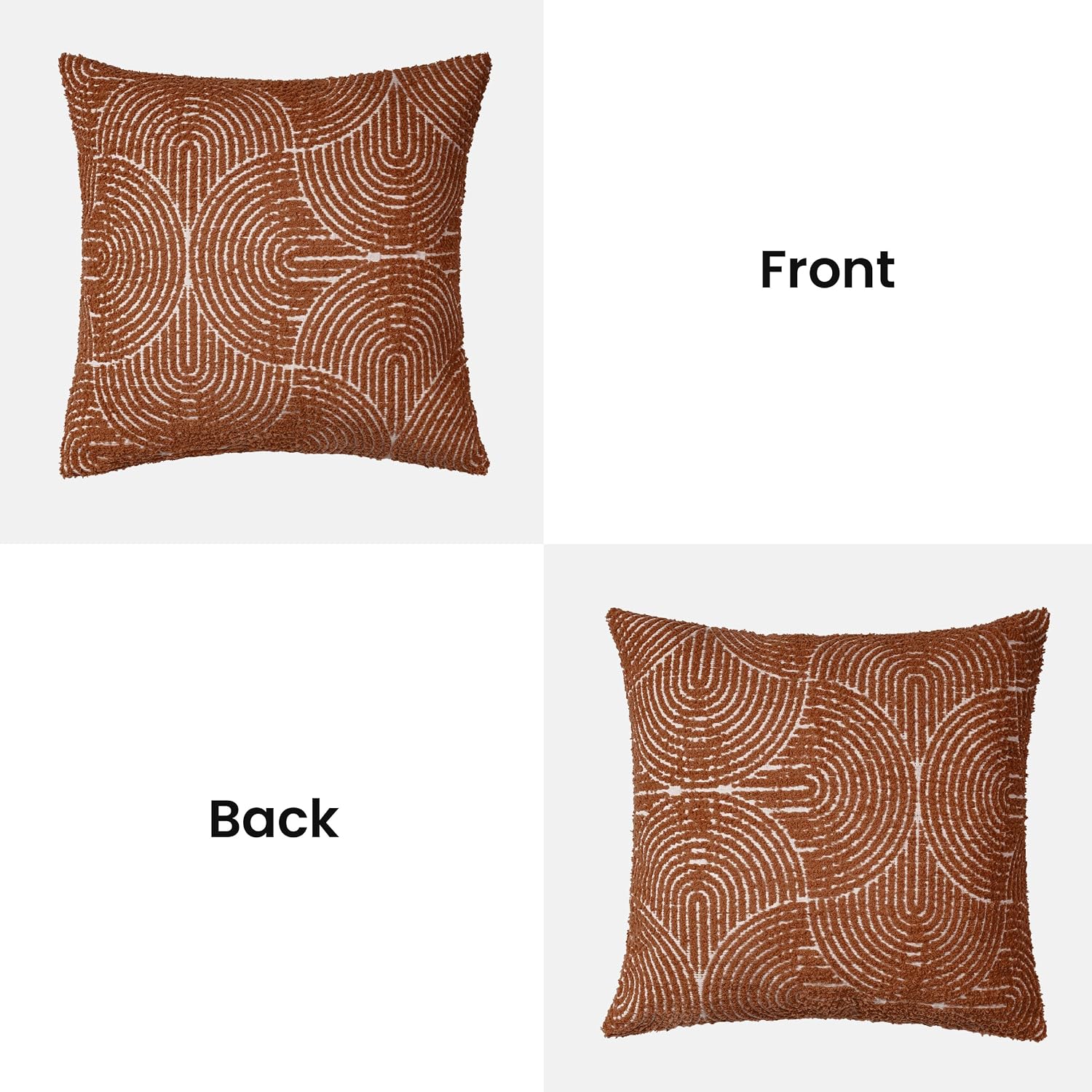Boho Decorative Textured Throw Pillow Covers / Burnt Orange / 16 x 16 / Set of 2