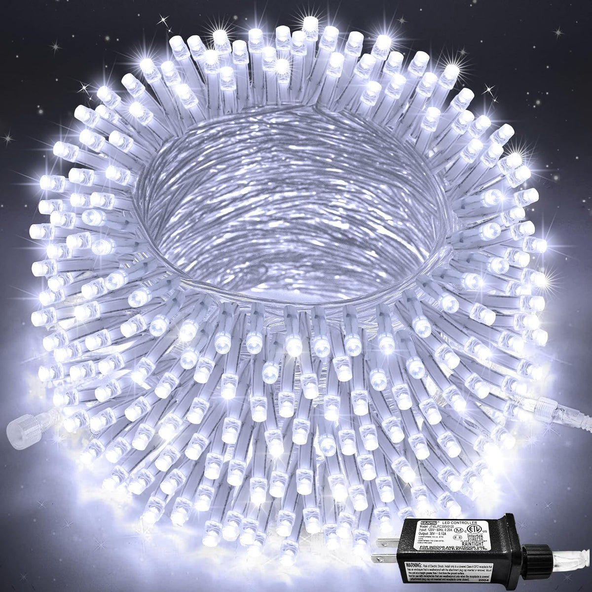 JMEXSUSS 91.5ft Connectable 250 LED White Christmas Lights Indoor Outdoor