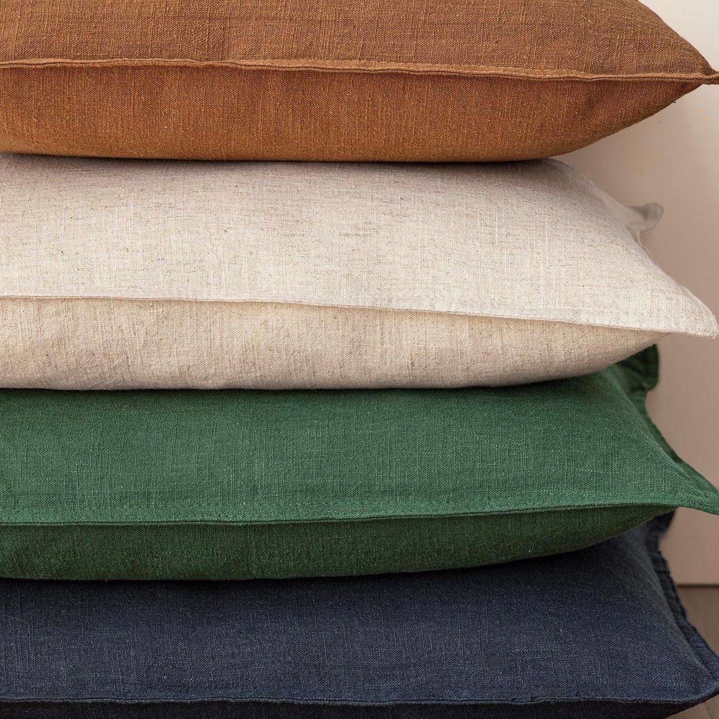 Decorative Linen Solid Throw Pillow Covers Soft Accent Euro / 18 x 18 / Abundant Green / Set of 2