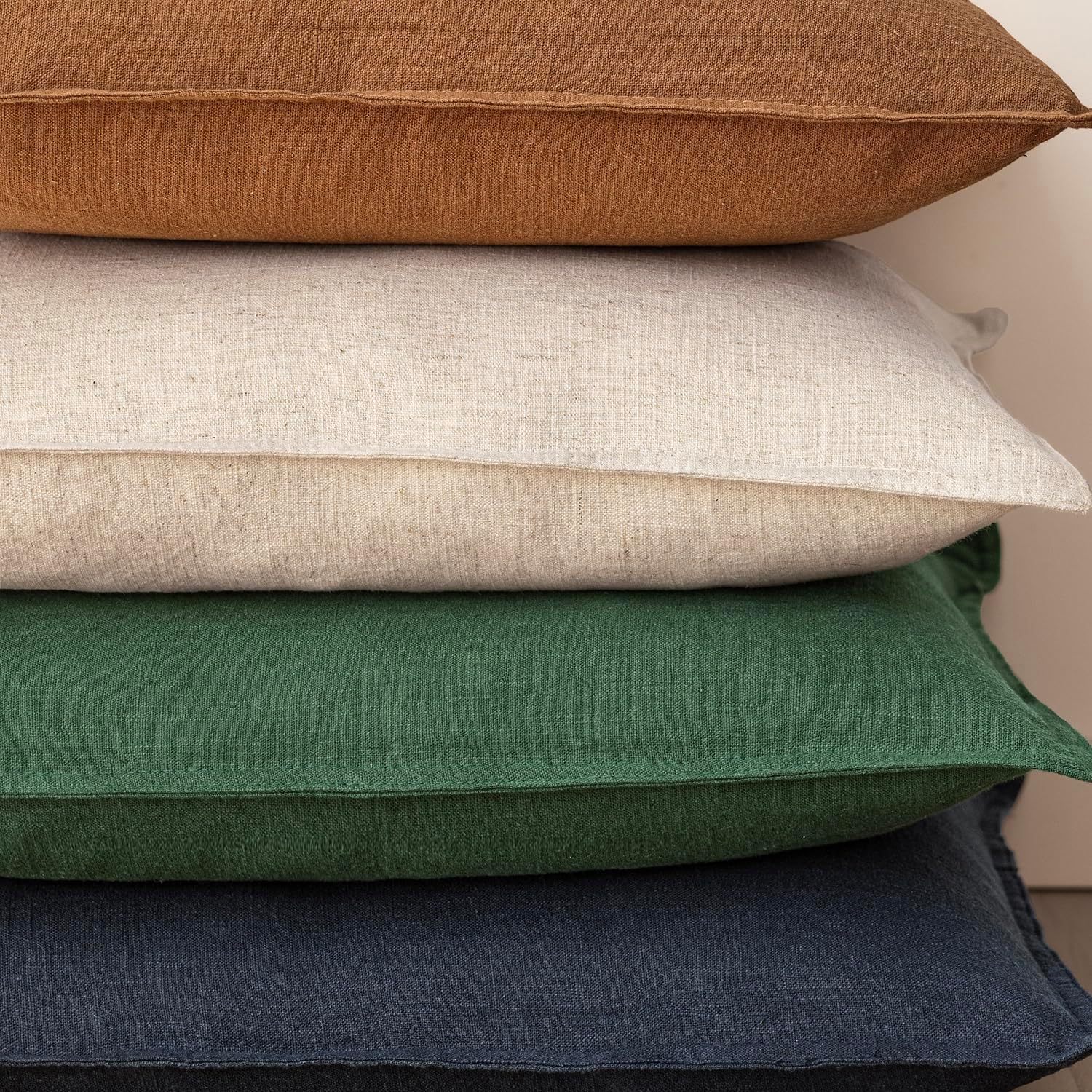 Decorative Linen Solid Throw Pillow Covers Soft Accent Euro / 18 x 18 / Abundant Green / Set of 2