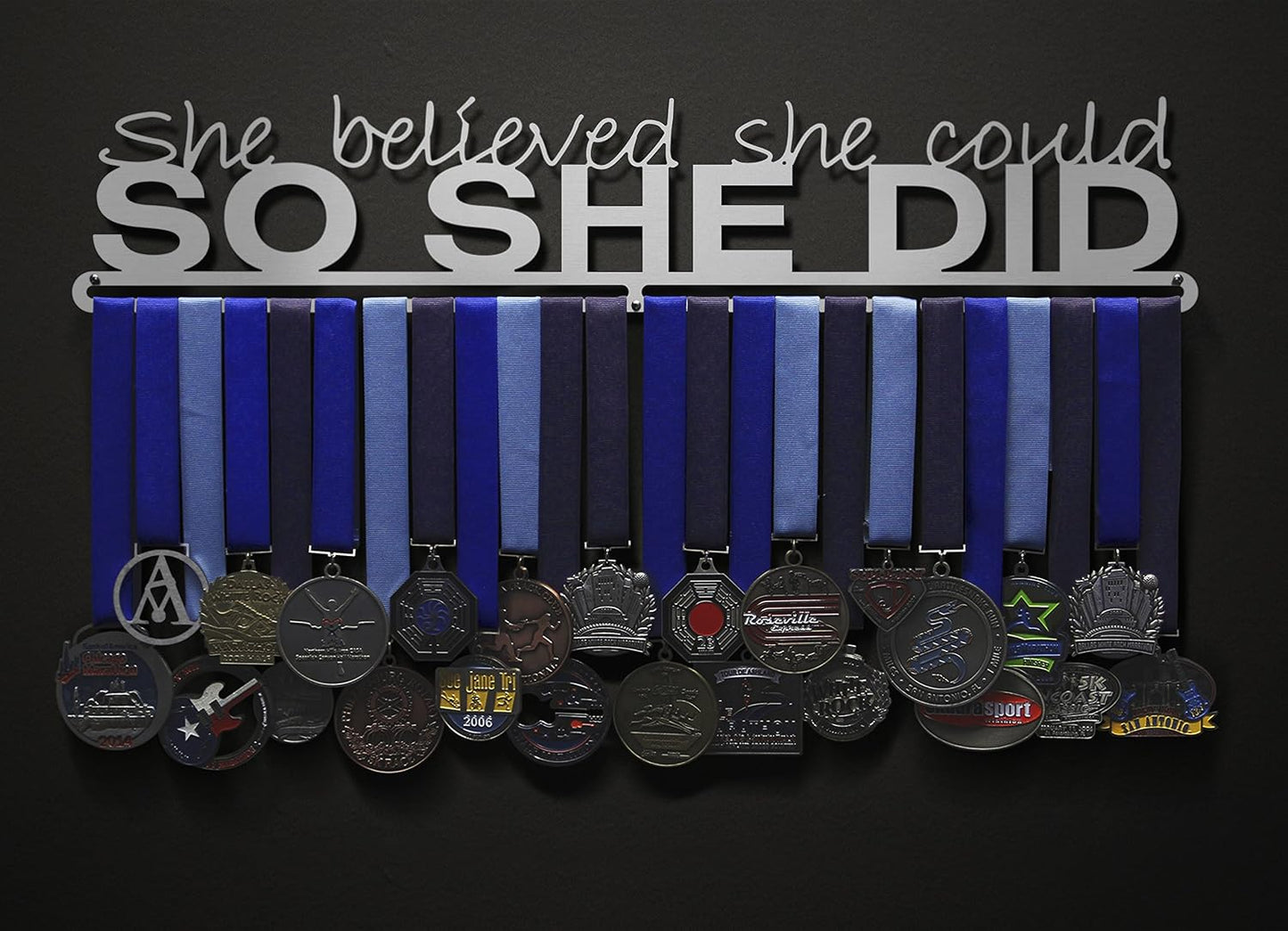 Allied Medal Hangers - She Believed She Could So She Did (Text Only): Awards Display Rack Holder - Multiple Size
