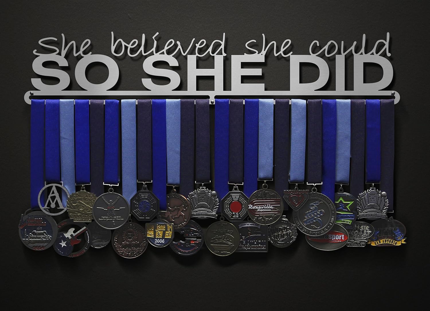 Allied Medal Hangers - She Believed She Could So She Did (Text Only): Awards Display Rack Holder - Multiple Size