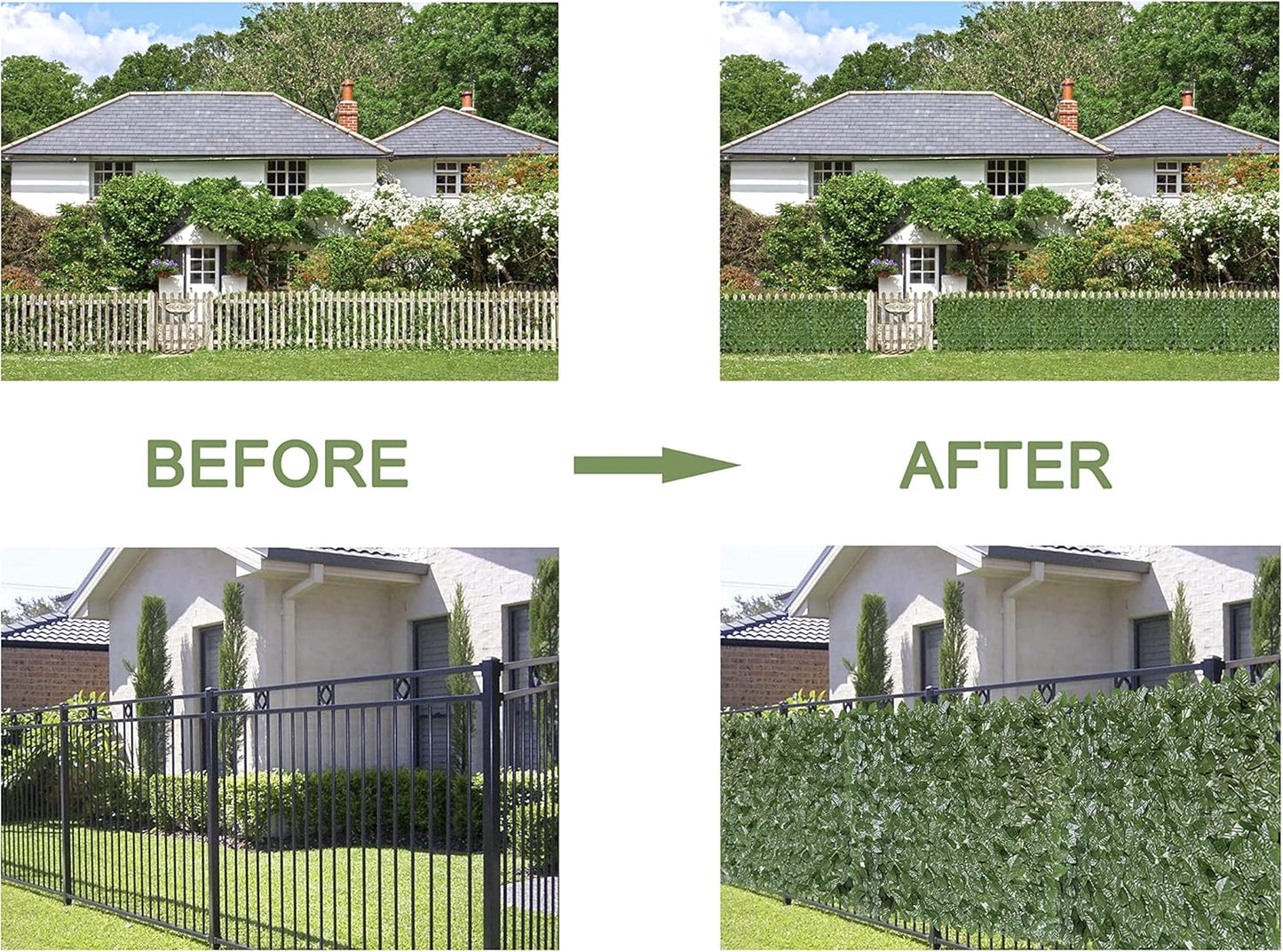 Fade-Resistant Faux Greenery Hedge Panels / 80 x 120 / Green - Ivy