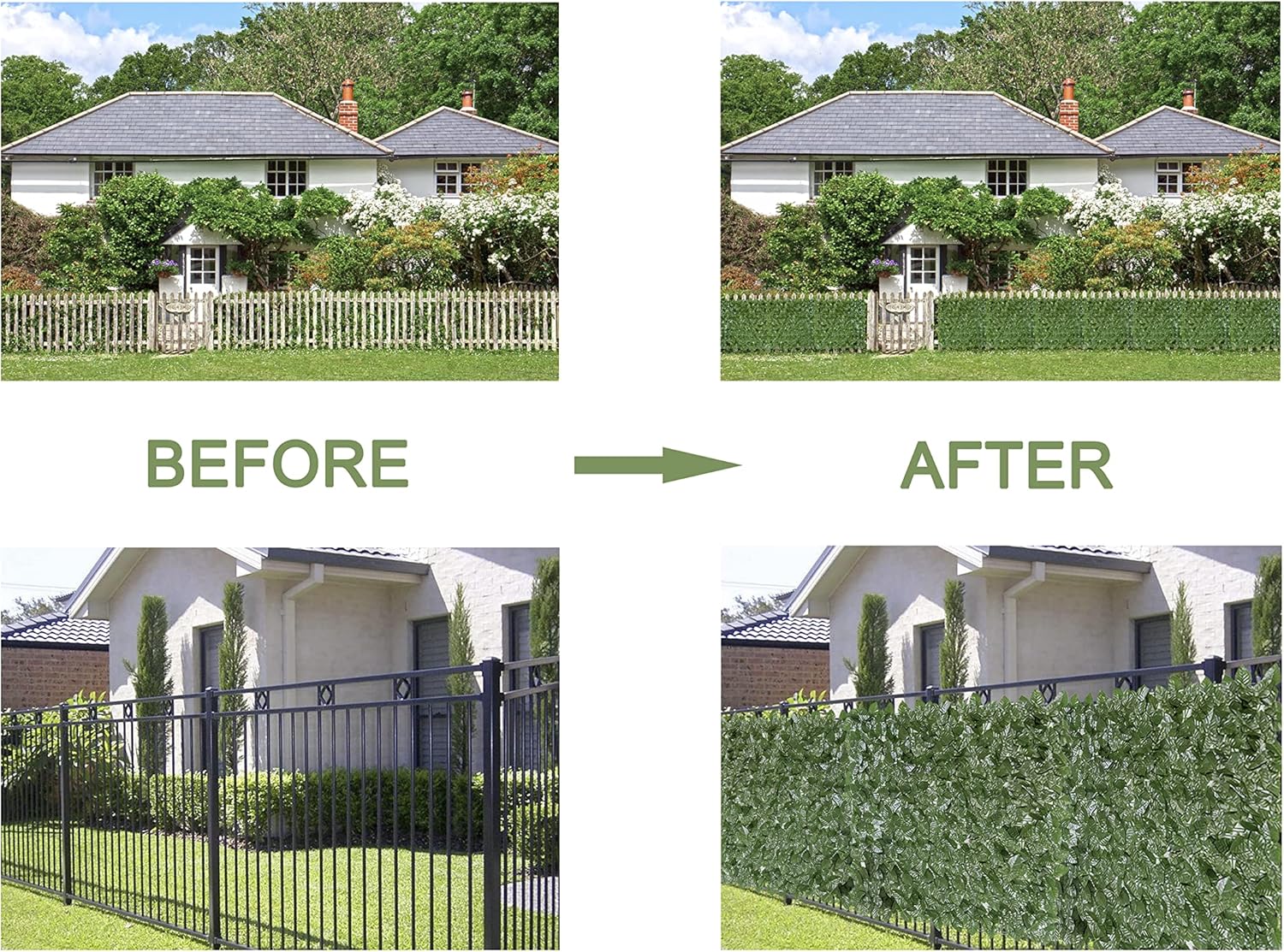 Fade-Resistant Faux Greenery Hedge Panels / 80 x 120 / Green - Ivy
