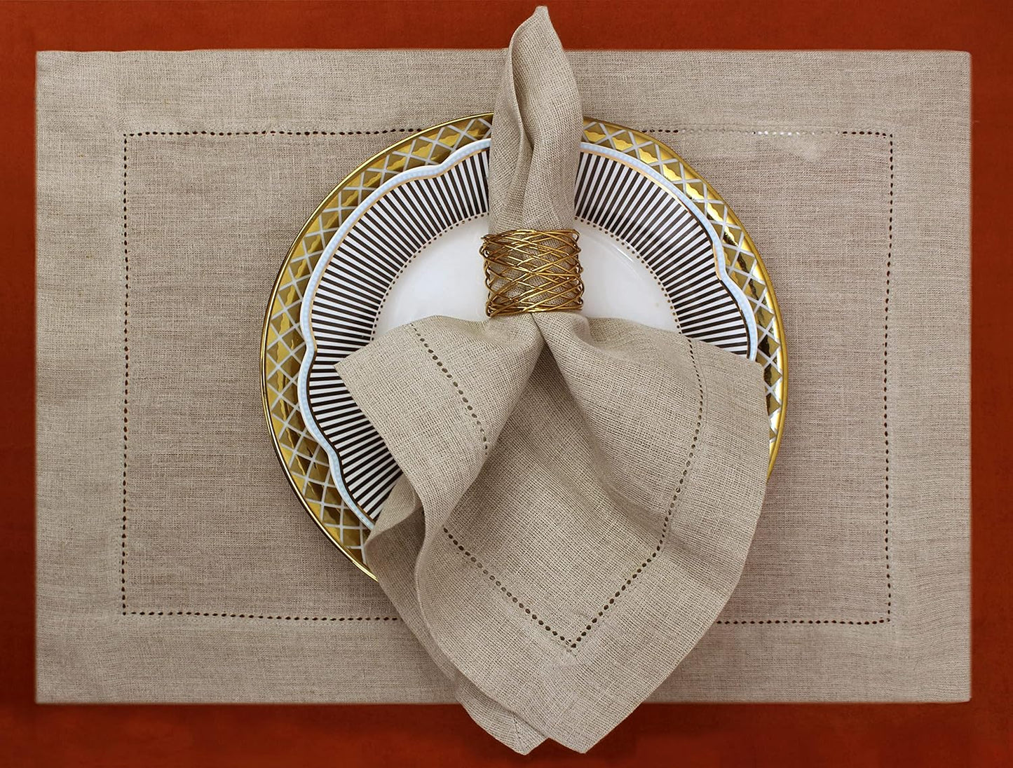 COTTON CRAFT Genuine Pure Linen Napkins - Set of 12 Hemstitch Cloth Napkins | Large 18x18 Natural Hand-Crafted Pure