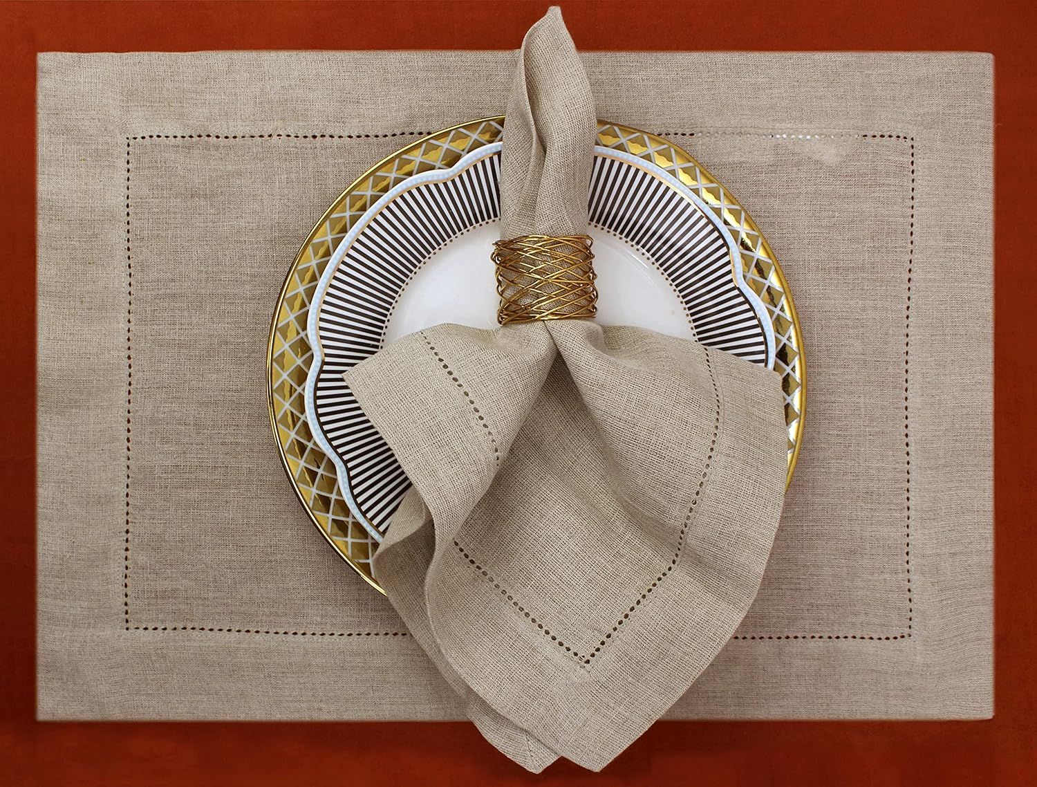 COTTON CRAFT Genuine Pure Linen Napkins - Set of 12 Hemstitch Cloth Napkins | Large 18x18 Natural Hand-Crafted Pure