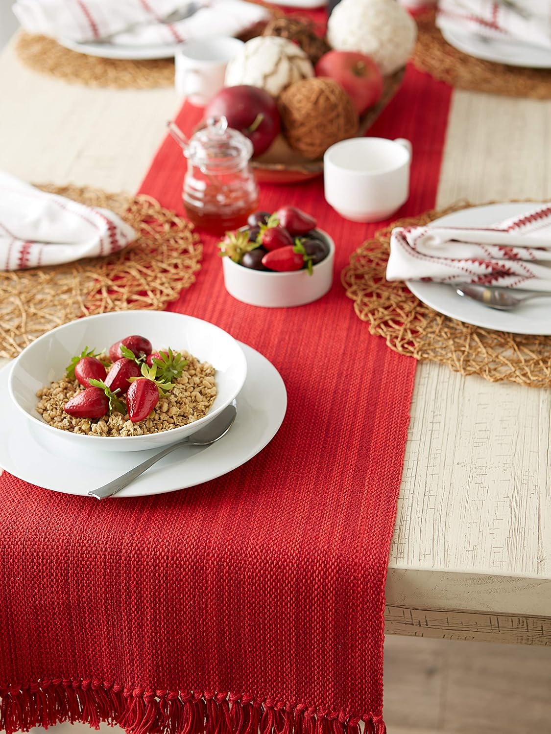 DII Variegated Tabletop Collection, Table Runner3x72, Tango Red