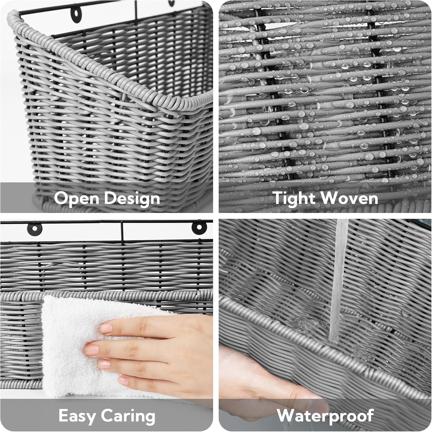 Wicker Hanging Basket / Slate / Set of 2