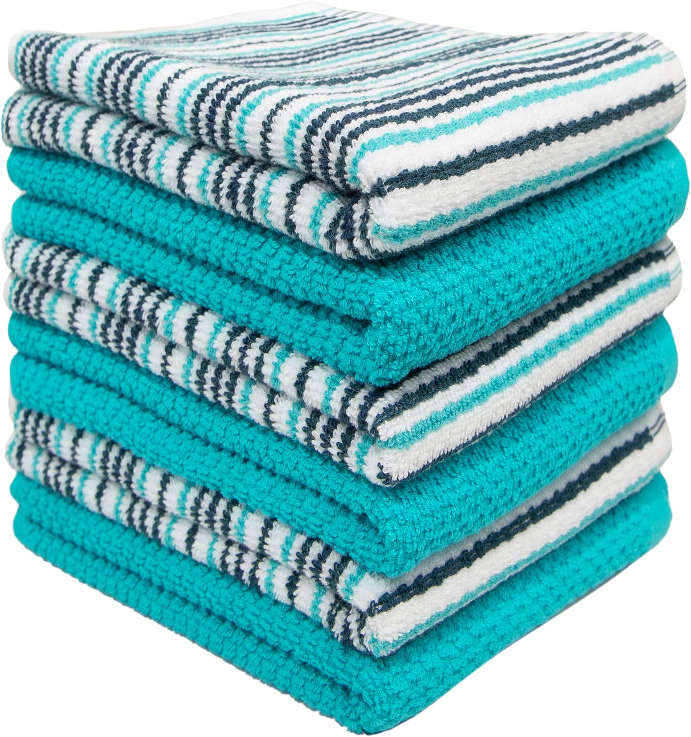 Bumble Kitchen Towels 6 Pack 100% Cotton 16"x26" - Aqua | 430 GSM Soft Kitchen Hand Towels with Hanging Loop, Highly