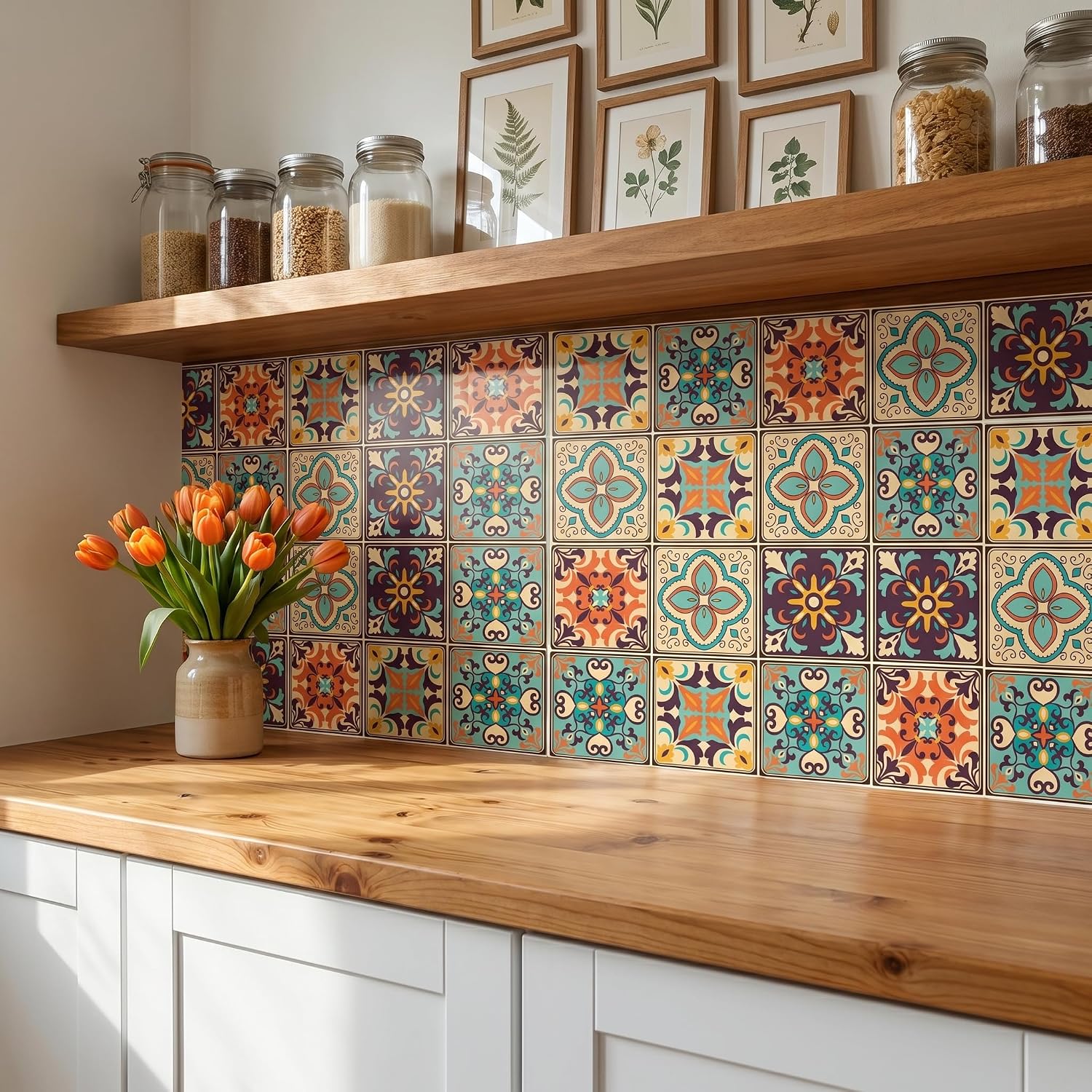 Bohemian Style Tile self-Adhesive wall Sticker / Set of 30