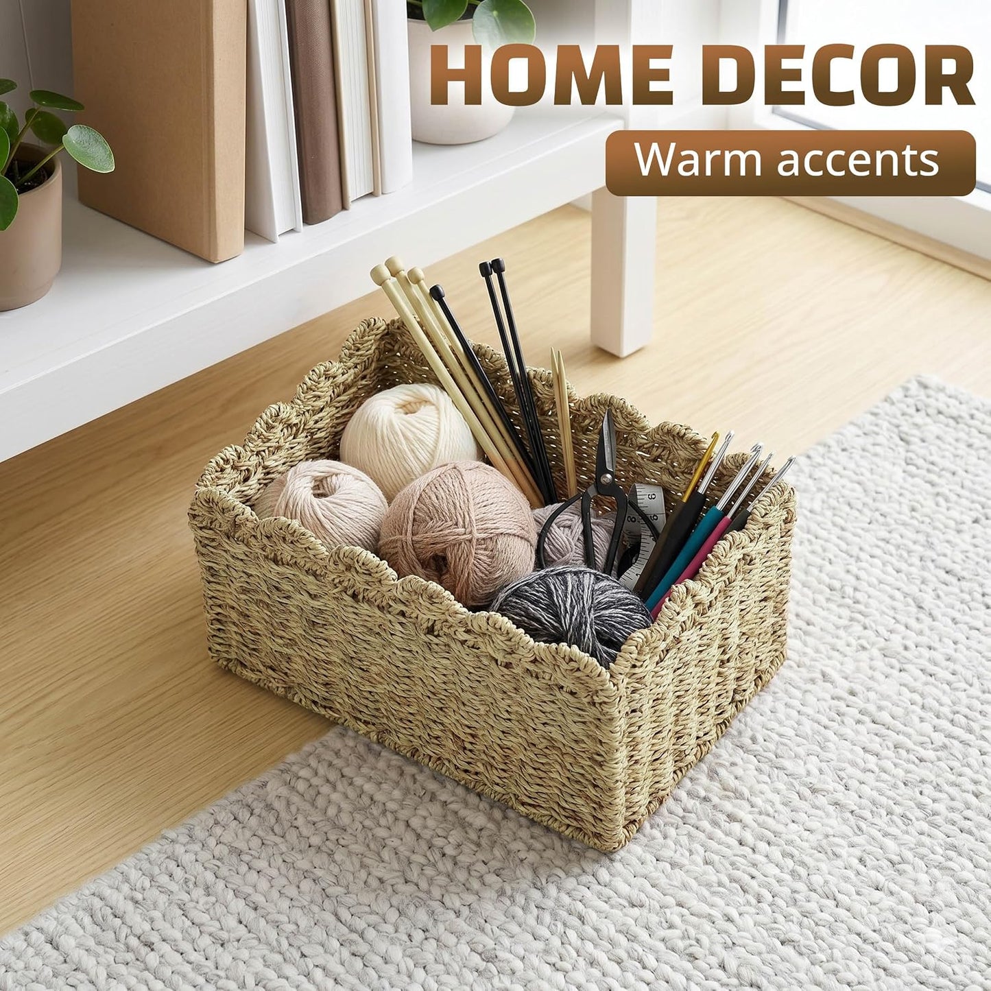 Woven Organizer for Closet / 12.6"L x 8.7"W x 6.7"H / Gray / 12.6 x 8.7 x 6.7