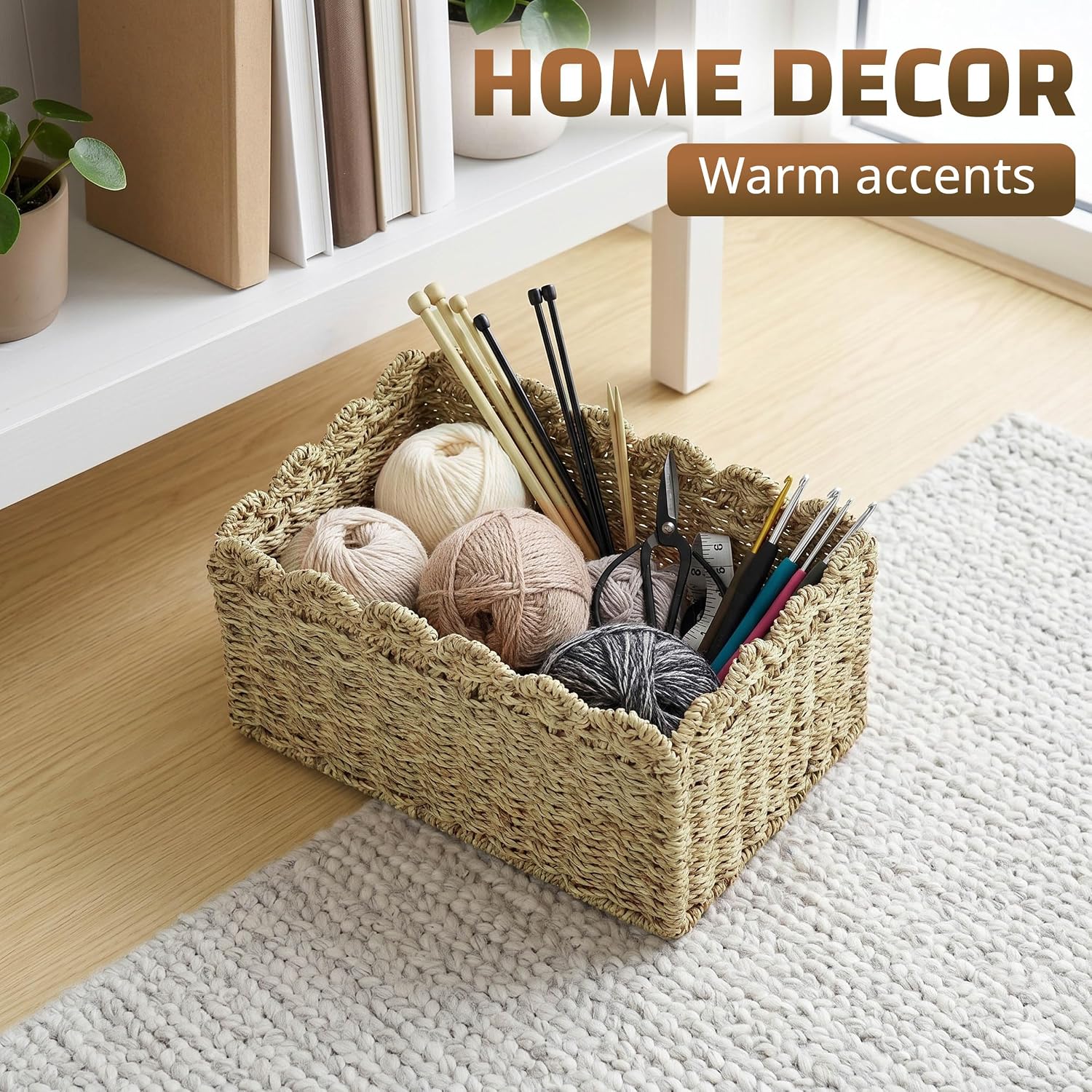 Woven Organizer for Closet / 12.6"L x 8.7"W x 6.7"H / Gray / 12.6 x 8.7 x 6.7