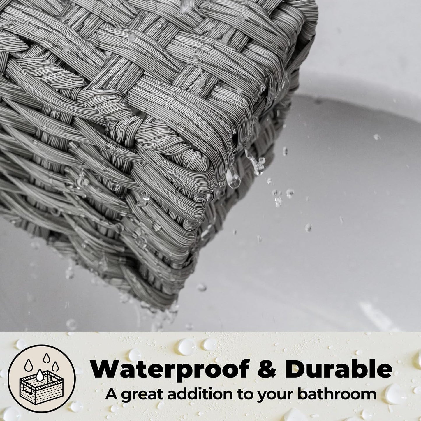 Wicker Baskets for Storage / Gray / Divided / Set of 2