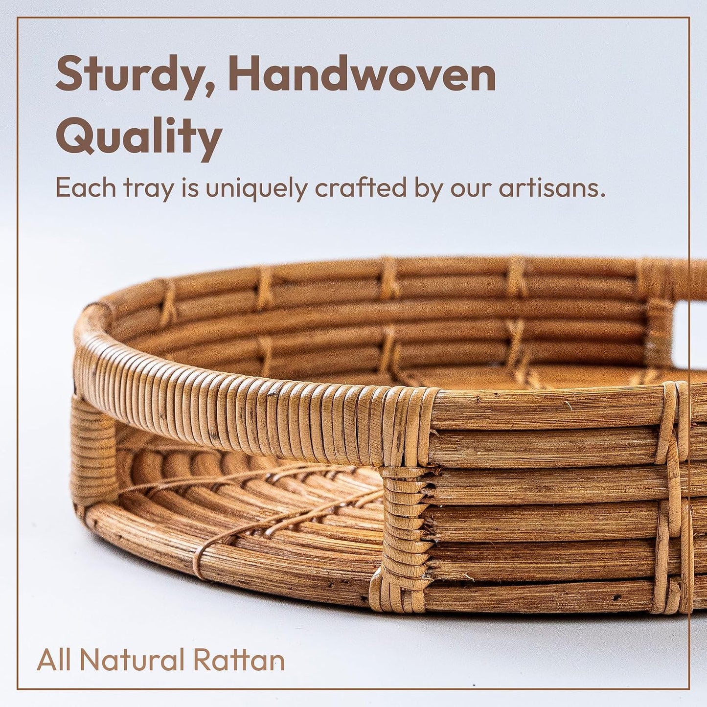 Round Rattan Tray / Natural Honey / 11 x 11 x 2