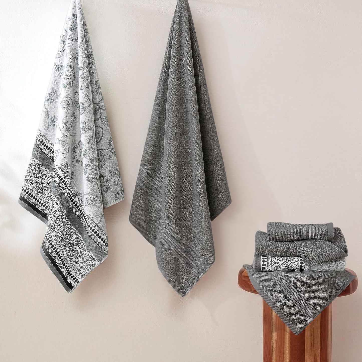 Modern Threads 6 Piece Bath Towel Set – Bathroom Set with 2 Bath Towels, 2 Hand Towels, and 2 Wash Cloths – 100%