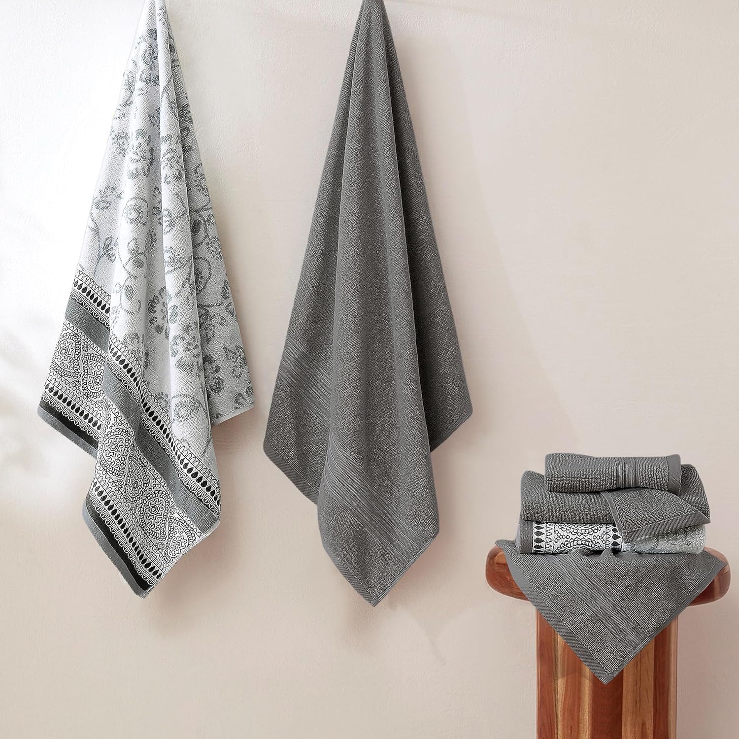 Modern Threads 6 Piece Bath Towel Set – Bathroom Set with 2 Bath Towels, 2 Hand Towels, and 2 Wash Cloths – 100%