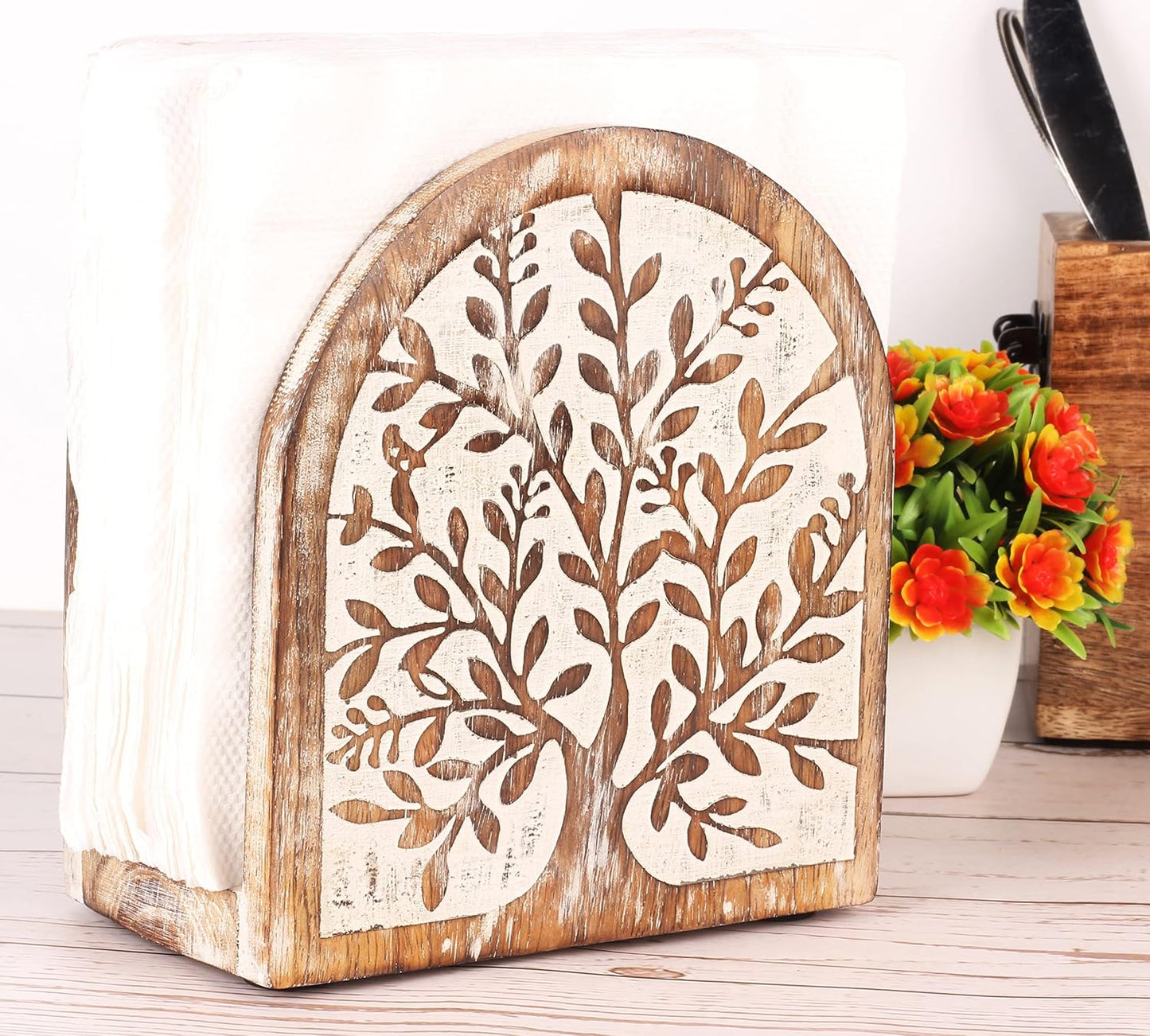 Farmhouse Napkin Stand / White