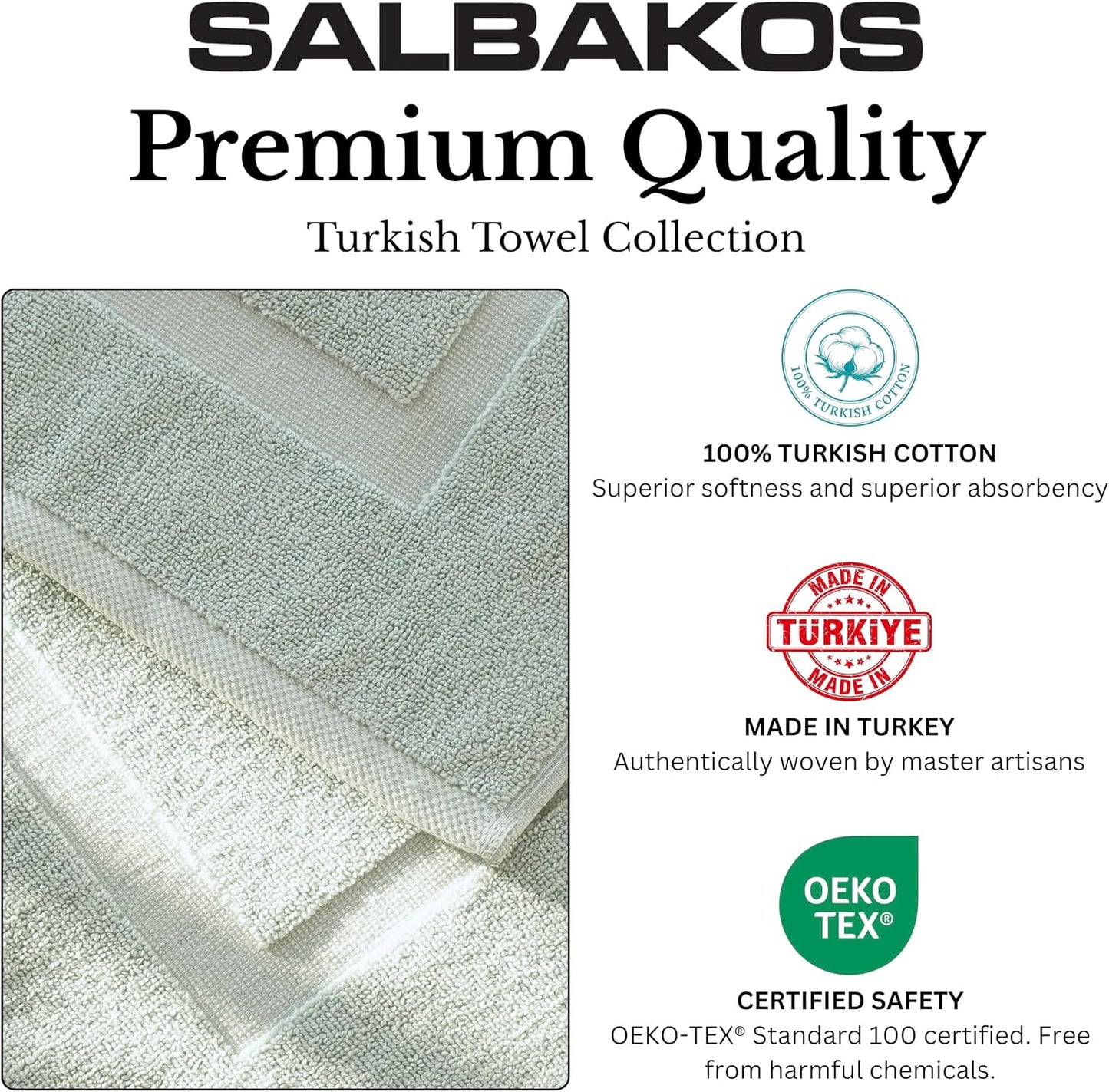SALBAKOS 2-Piece 100% TurkishCotton BathMat Towel, 20x34 inch SeafoamGreen | Bathroom Floor Towels, Thick Soft Most