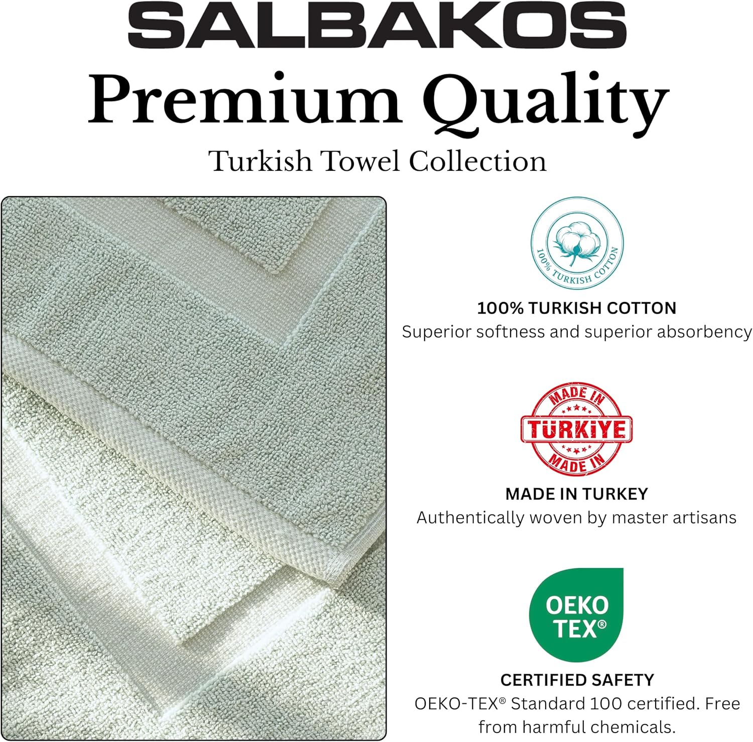 SALBAKOS 2-Piece 100% TurkishCotton BathMat Towel, 20x34 inch SeafoamGreen | Bathroom Floor Towels, Thick Soft Most