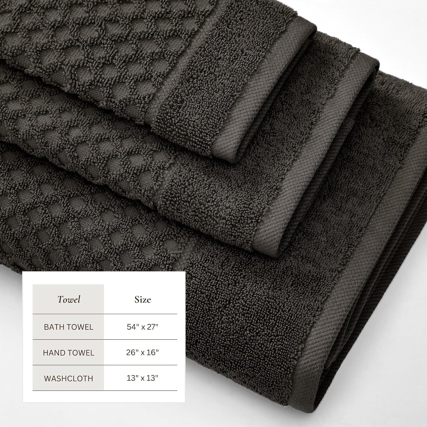 Great Bay Home Bath Towels - 100% Cotton 6 Piece Towel Set - Diamond Waffle Weave - Absorbent, Durable, Quick-Dry