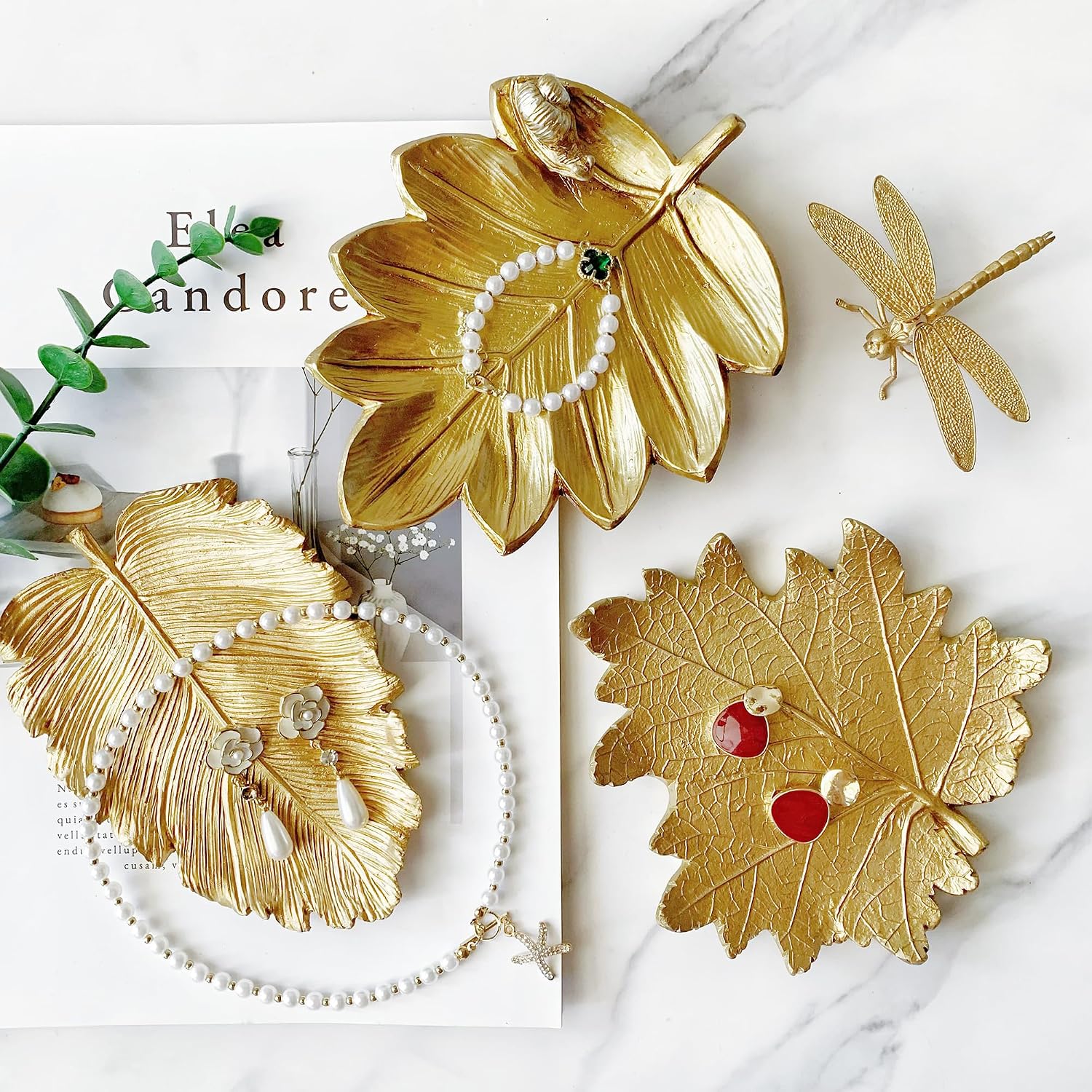 Trinket Dish Mini Tray for Christmas Birthday / Leaf with Snail