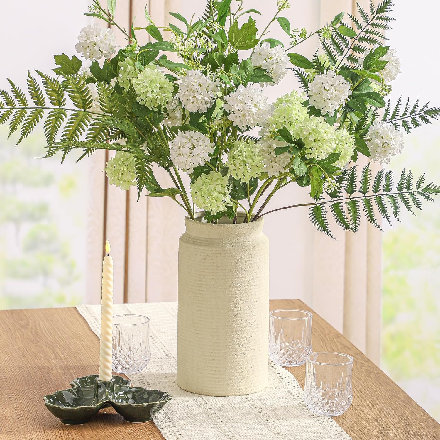 Ceramic Flower Vase Farmhouse Rustic Vase / 01-l-off White / 12 Inch