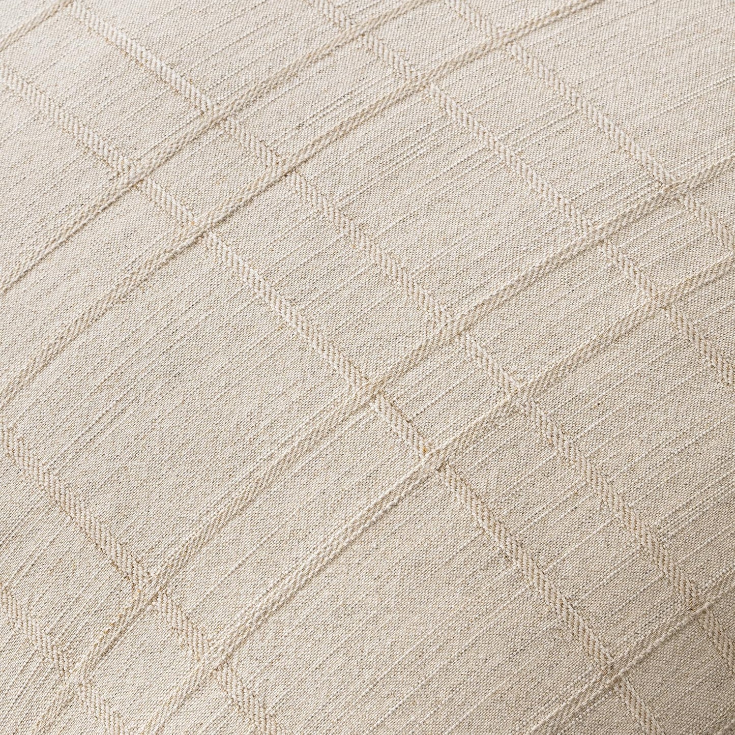 Decorative Linen Check Throw Pillow Covers Neutral Farmhouse / 18 x 18 / Natural Beige / Set of 2