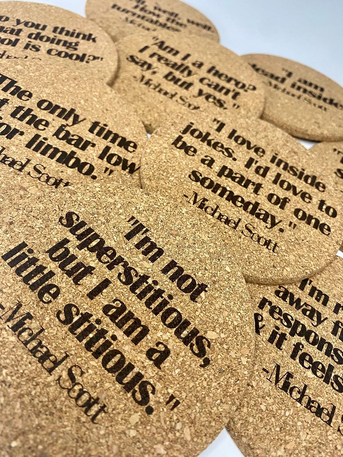Bar Coaster Set / Set of Ten The Office Michael Scott Quote Cork Coasters