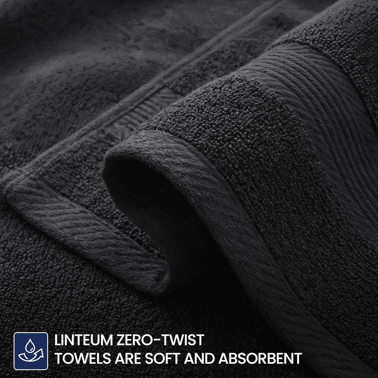 Linteum Textile Supply Premium 16x27 Inch Black Hand Towel – 100% Cotton Zero Twist Towels | Absorbent, Quick Dry