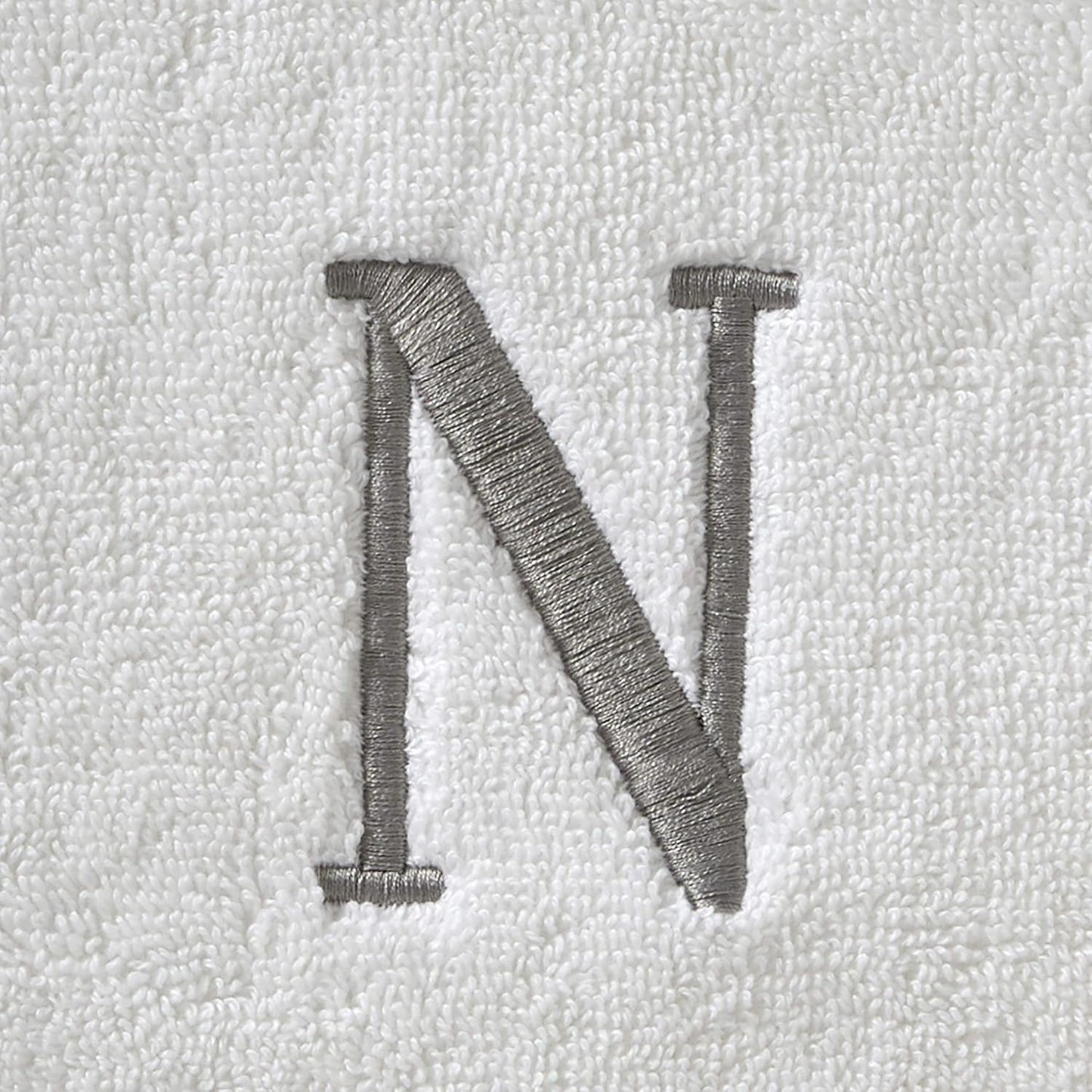 SKL Home Casual Monogram Hand Towel Set-2pc, Embroidered N, White | Available in letters A-Z. Personalized style for