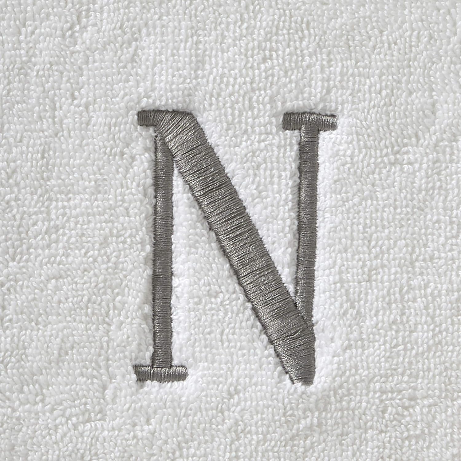 SKL Home Casual Monogram Hand Towel Set-2pc, Embroidered N, White | Available in letters A-Z. Personalized style for