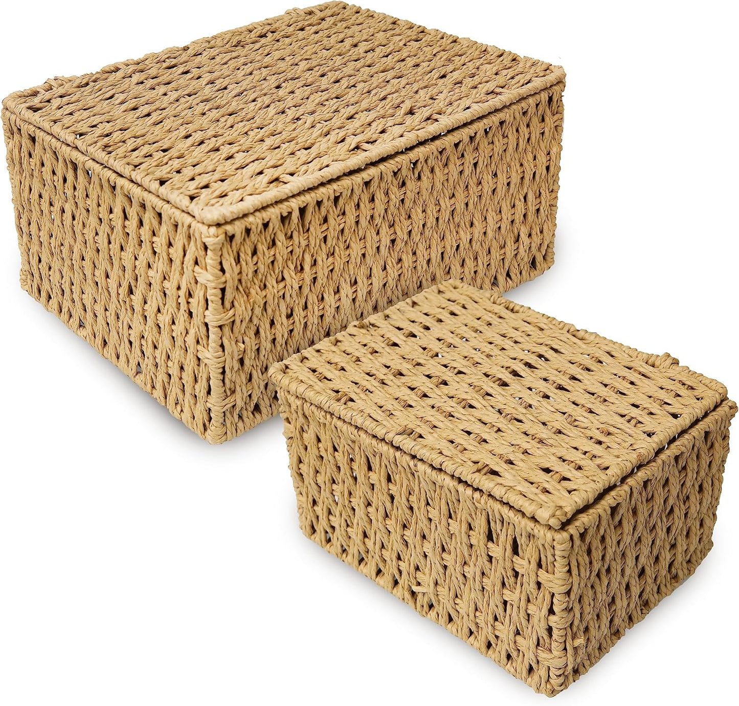 Woven Stackable Storage Baskets / NO LINER / Beige / Set of 4